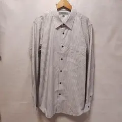 ユニクロUNIQLOメンズストライプ ストレッチスリムフィット長袖シャツＬ