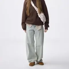 新品　GU レディース　バレルレッグジーンズ　BLUE62 Sサイズ　丈標準