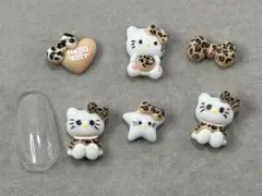 レオパード柄キティちゃんネイルパーツ６個セット