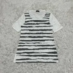 Modify 半袖Tシャツ L ボーダー ホワイト ワールド コットン 綿のサムネイル