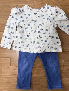 baby gap 花柄トップスとデニムパンツセット 80センチ