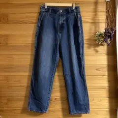 GU ダークブルーワイドレッグデニム