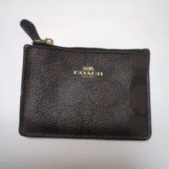 COACH レザー パスケース ブラウン IDウィンドウ付き