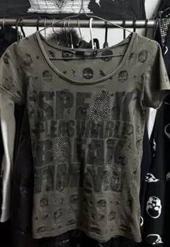 スカル tシャツ y2k ラインストーン