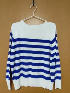 ボーダーニット 青×白 Mサイズ