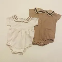 ペアマノン　セーラー襟ロンパース2点セット 70cm 80cm