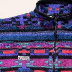 90s Columbia フリースジャケット マルチカラー アメリカ製