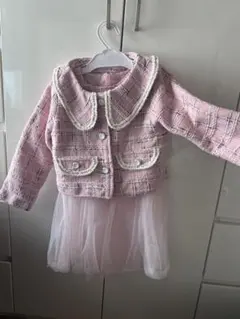 ピンク ツイード風ジャケットとドレスセット
