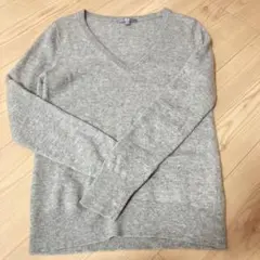 UNIQLO カシミヤVネックセーター M ライトグレー