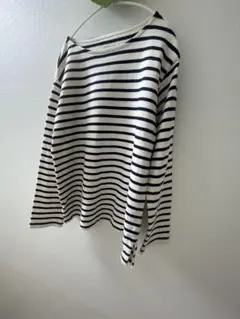 無印良品 太番手ボートネックTシャツ Lサイズ ネイビーボーダー