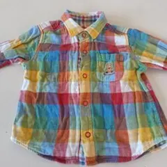 MIKIHOUSE 80サイズ リバーシブル チェック柄 長袖シャツ