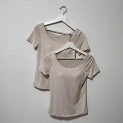 【2着】ユニクロ　エアリズムブラTシャツ半袖　Mサイズ　NATURAL