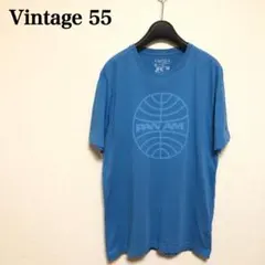Vintage 55 半袖Tシャツ Mサイズ コバルトブルー ロゴプリント 古着のサムネイル