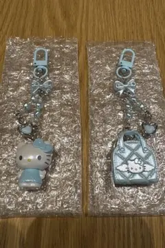 ハローキティ シークレットキーホルダー 水色 2点セット ミニチュア キルト