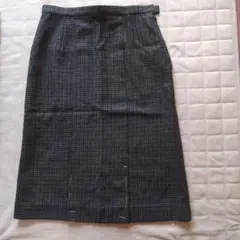 千鳥格子柄 タイトスカート ひざ丈 前ヒダ有り
