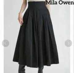 Mila Owenランダムタックハイウエストフレアスカート 濃紺