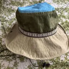 アウトドアハット・サファリハット オリーブグリーンと青