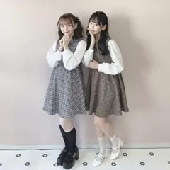 evelyn 襟フリルチェックOP BK