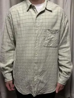 90s OLD GAP オールドギャップ　チェックシャツ ライムグリーン L相当