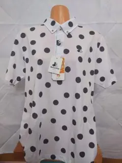 y*e様 Black & White スポーツメンズ ドット柄ポロシャツ新品タグ