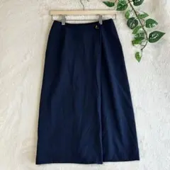 ルスーク Le souk ロングスカート ラップ風スカート ネイビー Sサイズのサムネイル