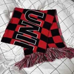 UNITED チェック柄 サッカーマフラー 赤黒