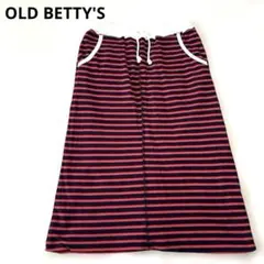 OLD BETTY'Sネイビーと赤のストライプ /赤茶色リバーシブルスカート秋冬