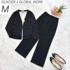 グラシア × グローバルワーク　パンツスーツ　オフィスウェア　ノーカラー　黒　M