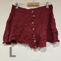 【L】ボタン付き 赤いフレアミニスカート