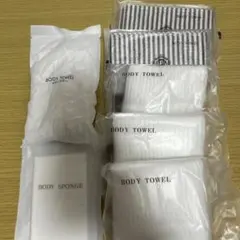 新品未使用　ボディタオル6枚、ボディスポンジ1枚　ホテル　アニメティ　使い捨て