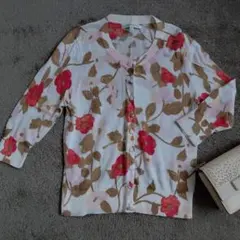 【美品】BANANA REPUBLIC 花柄 七分袖ニット S