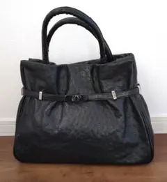 ✨セール✨新品同様の美品　黒 オーストリッチ本物ハンドバッグ　JRA