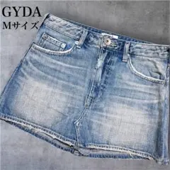 GYDA デニムスカート ミニ インナーパンツ付 M キュロット 台形 古着 青