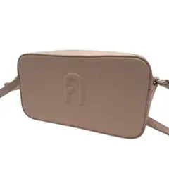 フルラFRULA ショルダーバッグ レザー ピンク ロゴ型押し カメラバッグ