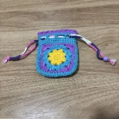 かぎ編みミニ巾着 【ハンドメイド作品】