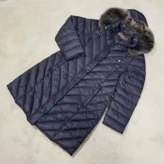 BALMAIN ロングダウンコート ブルーフォックスファー フード付き