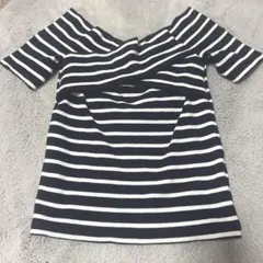 moussy オフショルダー半袖ストライプトップス