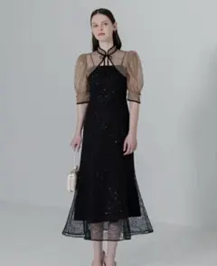 LEJA スパンコールボタニカルマーメイドボレロ2WAYドレス