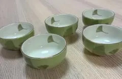 波佐見焼 紀窯 銀杏文 金ぶち 汲出茶碗 5客揃 煎茶碗 湯呑茶碗 付属品無し