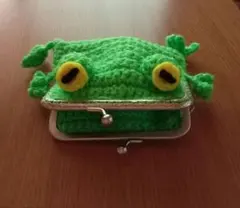 新品未使用　ハンドメイド　☆　かえる　がま口　ポーチ