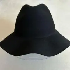 【未使用】GU ブラック ウール フェルト フレアハット 調整ひも付