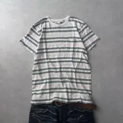 archive striped crew neck tee y2k 細身 短丈