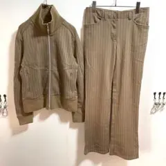 セットアップ　アディダス　ライトブラウン×ベージュ系　ストライプ　希少配色