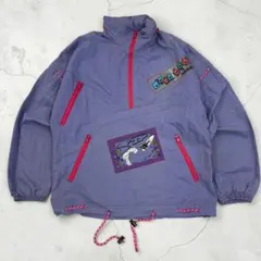 90s adidas アディダス ナイロンジャケットY2K 紫アノラックパーカー