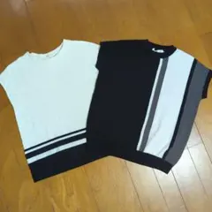 半袖ニット 2枚セット バイカラー