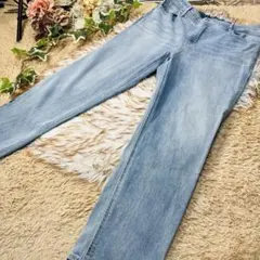 ストレッチデニムパンツ　LLサイズ　ゴムアリ　ライトブルー