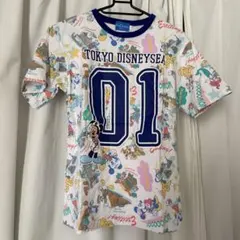 Sサイズ　ディズニーシー　ミッキー　Tシャツ　総柄　アリエル　ドナルド 01