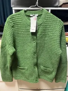 緑色 編み カーディガン