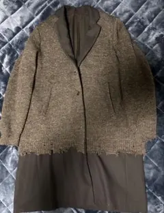 UNDERCOVER ダメージニットレイヤードチェスターオーバーサイズコートのサムネイル