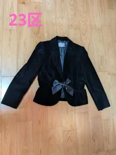 23区 ベルベット生地リボン付きテーラードジャケット